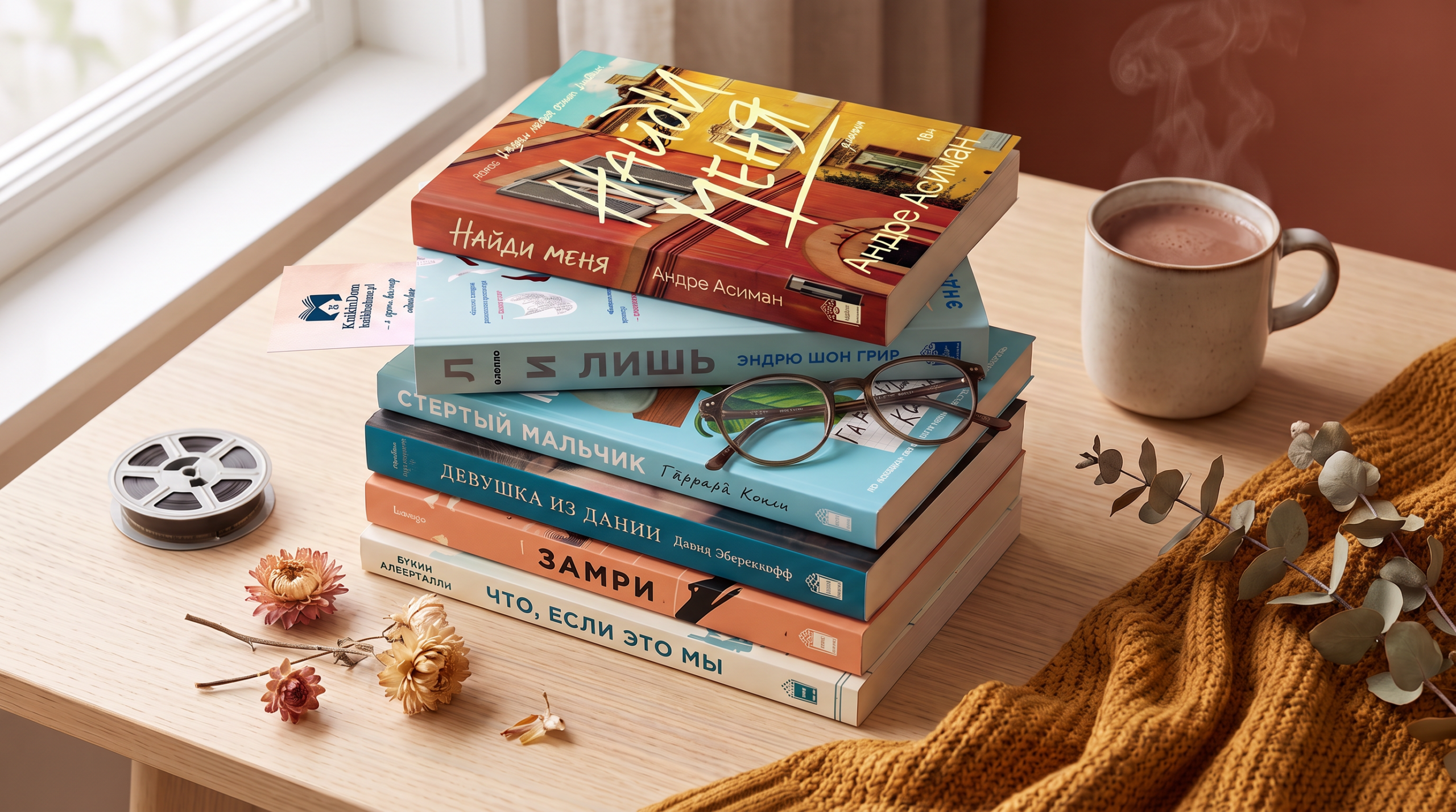 Young Adult без глянца: 12 книг Popcorn Books — от Пулитцеровской премии до номинаций на «Оскар» 1 Стопка книг с обложками young adult прозы и чашка чая — обзор книг издательства Popcorn Books в KniżkinDom