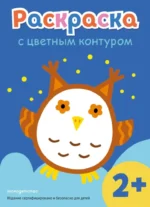 Раскраска с цветным контуром. Сова